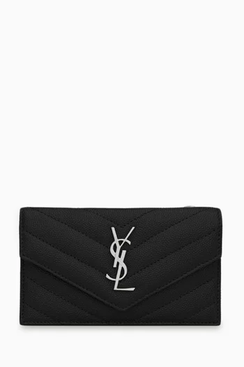 Cassandre Matelassé Fragments Flap Card Case in Grain De Poudre Embossed Leather