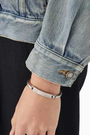 Logo-engraved Cuff Bracelet in Silver-tone Metal