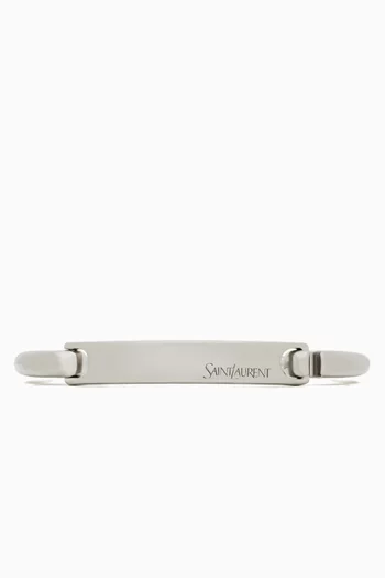 Logo-engraved Cuff Bracelet in Silver-tone Metal