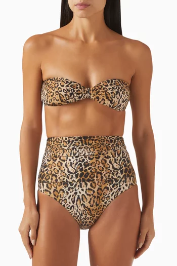 قطعة بيكيني علوية كاتانيا بنقشة جلد الفهد نايلون مطاطي