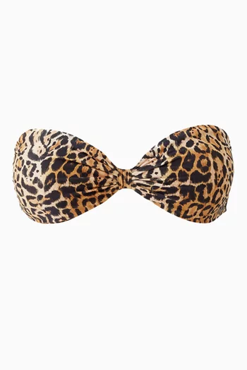 قطعة بيكيني علوية كاتانيا بنقشة جلد الفهد نايلون مطاطي