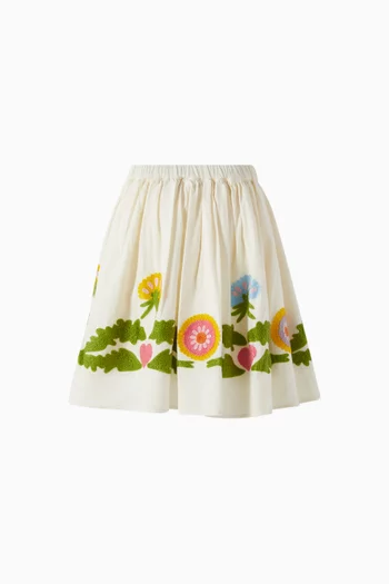 Bonnie Floral-embroidered Skirt in Organic Cotton