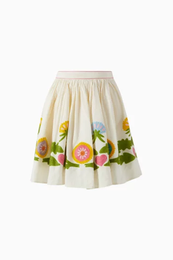Bonnie Floral-embroidered Skirt in Organic Cotton