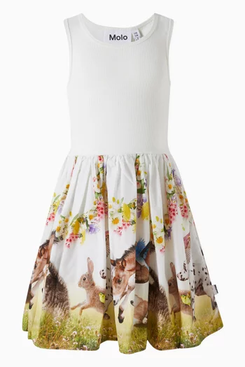 Cassandra Animal-print Dress in Organic Cotton