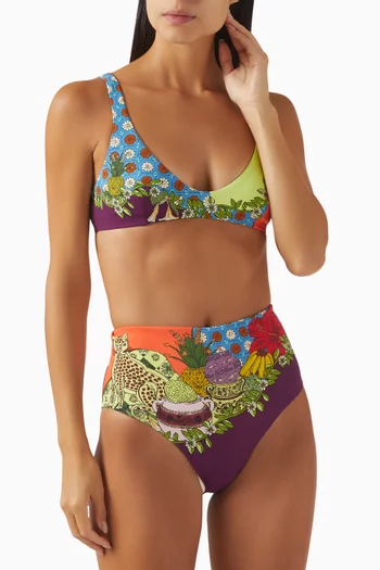 Tiger Scoop-neck Bikini Top