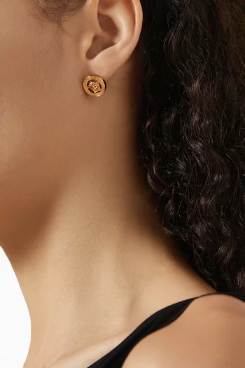 Medusa Stud Earrings in Gold-tone Brass