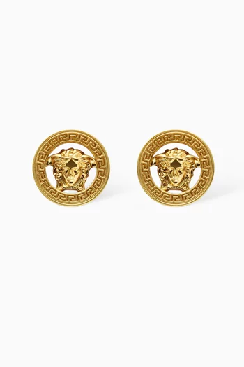 Medusa Stud Earrings in Gold-tone Brass