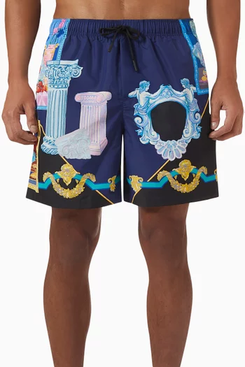 Gallery-print Swim Shorts in Nylon