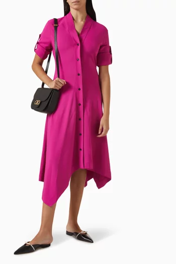 Handkerchief-hem Shirt Dress in Cotton Poplin