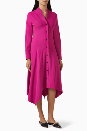 Handkerchief-hem Shirt Dress in Cotton Poplin