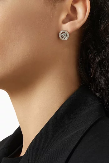Medusa Stud Earrings in Silver-tone Brass