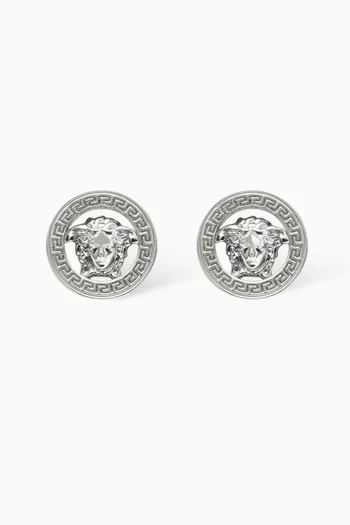 Medusa Stud Earrings in Silver-tone Brass