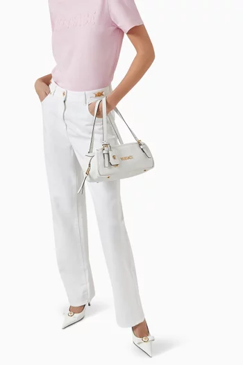 Versace Tag Bowling Shoulder Bag in Nappa Leather