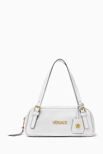 Versace Tag Bowling Shoulder Bag in Nappa Leather