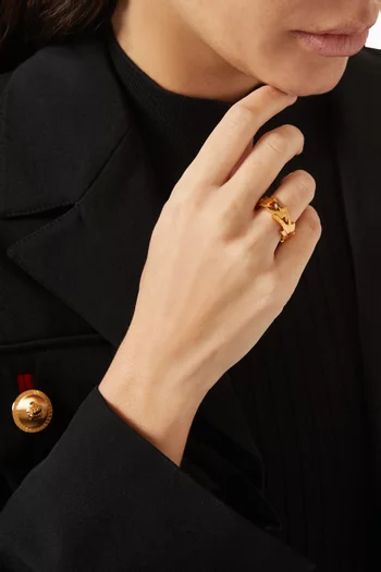 V Link Ring in Gold-tone Metal