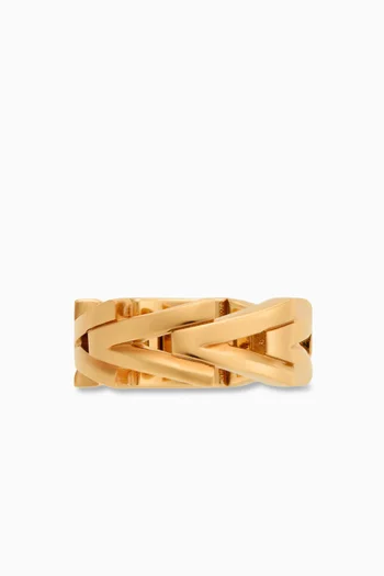 V Link Ring in Gold-tone Metal