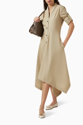 Asymmetric Shirt Dress in Cotton-blend