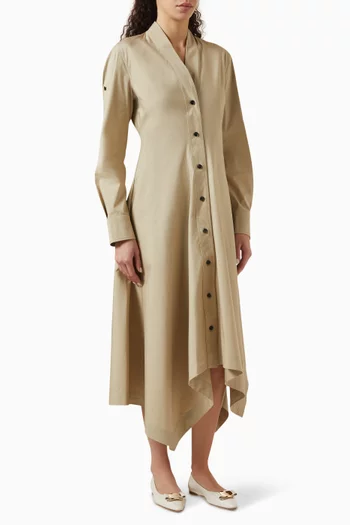 Asymmetric Shirt Dress in Cotton-blend