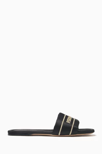 Logo-appliqué Slides in Satin