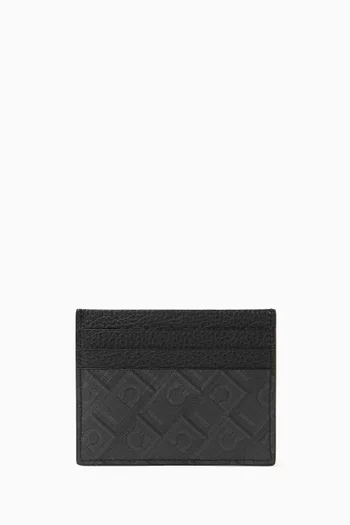 Monogram-print Card Case in Canvas and Leather