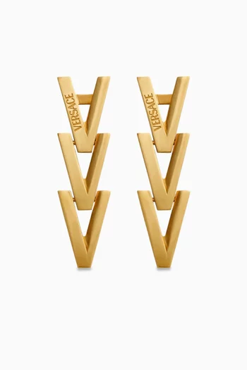 V Link Earrings in Gold-tone Metal