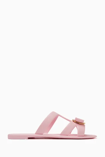 Vara Plate Strappy Slides in Rubber