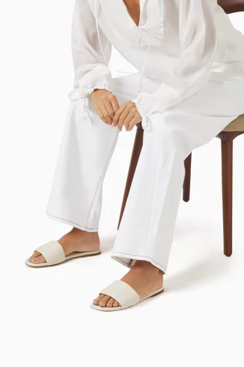 Logo-embossed Slides in Leather