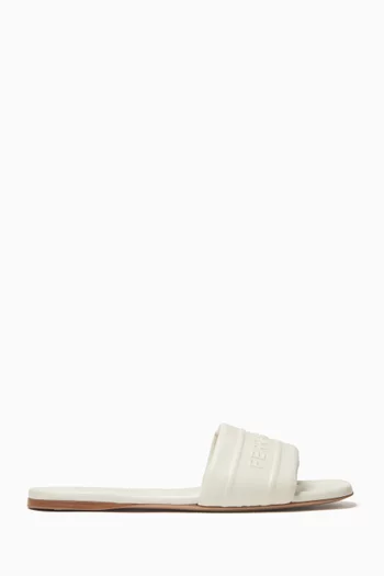 Logo-embossed Slides in Leather