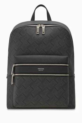 Monogram-print Backpack in Coated-canvas & Leather