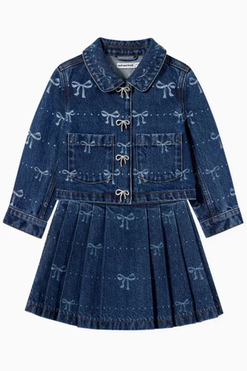 Bow-print Mini Skirt in Denim