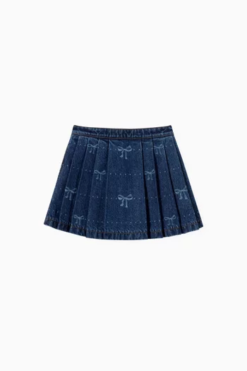 Bow-print Mini Skirt in Denim