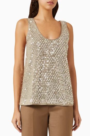 Sequin-embellished Top in Mesh