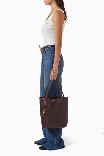 Medium Spin Tote Bag in Grained Leather