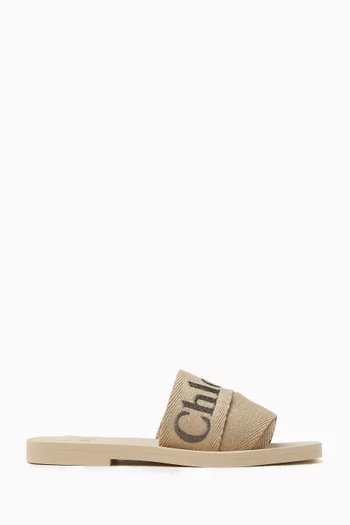 Woody Square-toe Flat Sandals in Linen