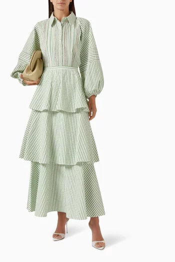Striped Embroidered Blouse in Seersucker
