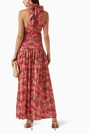Halterneck Party Maxi Dress in Cotton