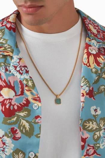 Square Malachite Pendant Necklace in Gold-plated Stainless Steel