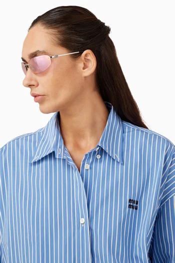 نظارة شمسية بإطار بيضاوي معدن