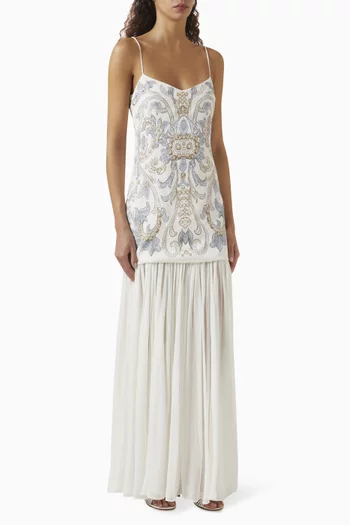 Dropped-waist Gown in Viscose Crepe