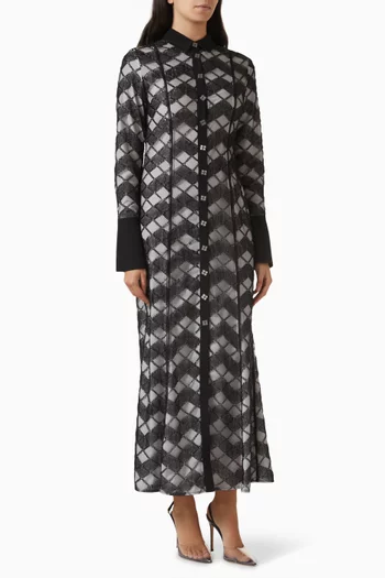 Bead-embellished Maxi Dress in Mesh