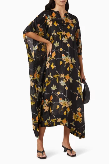 Floral-print Kaftan in Cupro