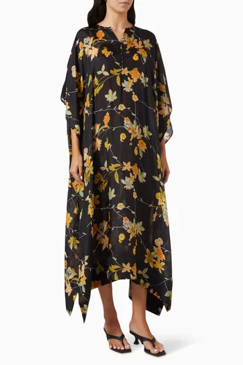 Floral-print Kaftan in Cupro