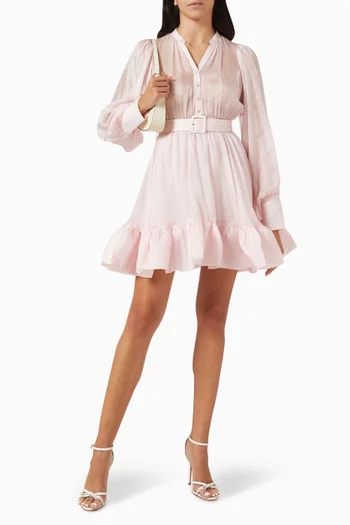 Belted Mini Dress in Cupro
