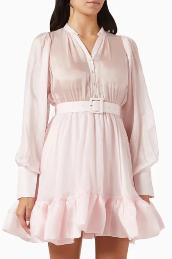 Belted Mini Dress in Cupro