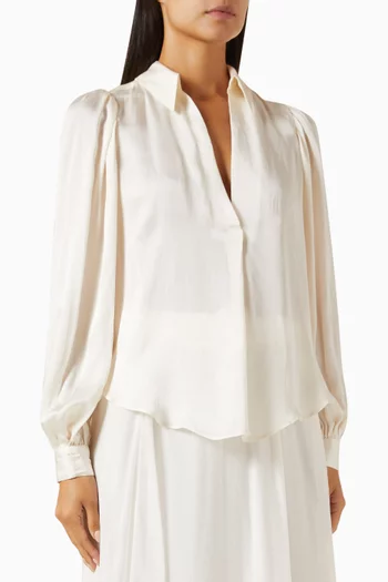 Fringe Blouse in Satin