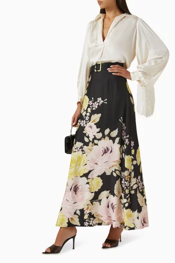 Floral Maxi Skirt in Organza