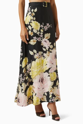 Floral Maxi Skirt in Organza