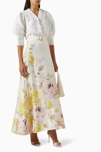 Floral Maxi Skirt in Organza
