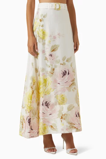 Floral Maxi Skirt in Organza
