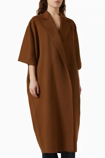 Drape Cape Coat in Camel Wool
